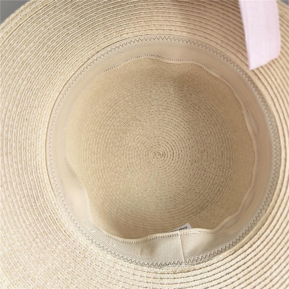 Korean-Style Sweet Bow-Knot Ribbon Flat-Top Wide-Brimmed Beach Hat Face-Slimming Everyday Wear Women's Sun Hat