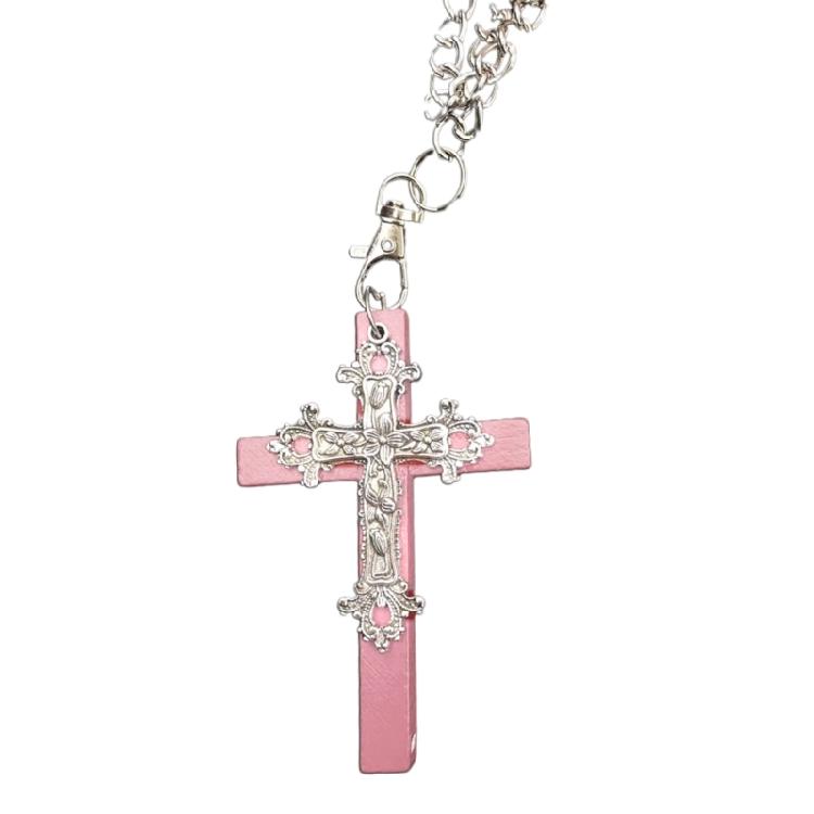 Vintage Gothic Collar Necklace Wooden Cross Pendant Necklace Streetwear Jewelry