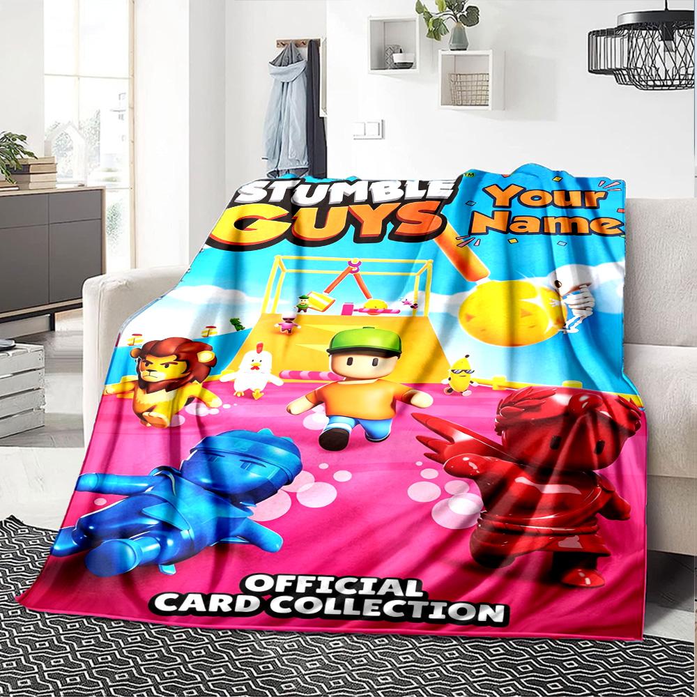 Stumble Guys Personalized Text Blanket Throw Customizable Blanket Durable Comfort Suitable for Seaside Couch Nap Chair for All Occasions