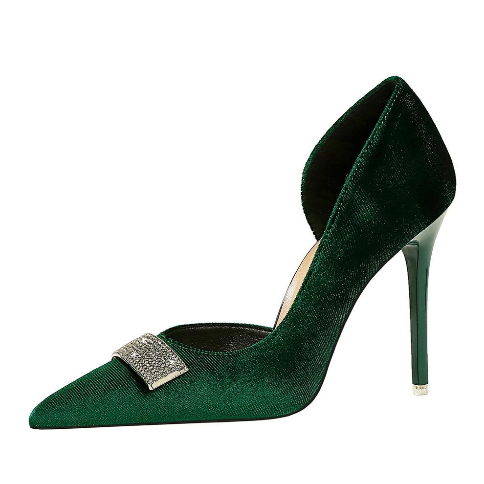 Fashion Women 10.5 Cm Heels Rhinestone Buckle Design Women Pumps Luxury and Noble Banquet Shoes Stiletto High Heels Women Shoes Fashion