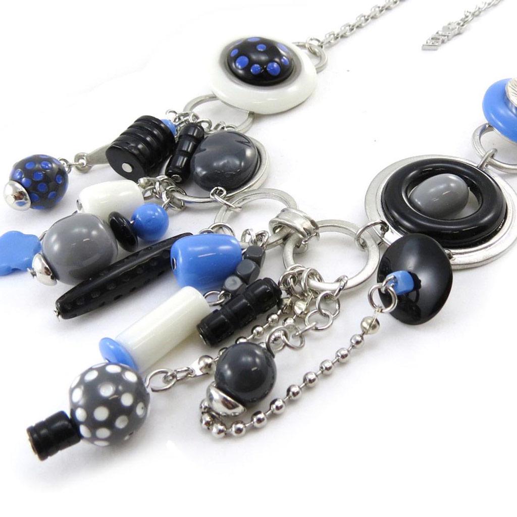 NOA [J3193] - Designer Necklace 'Pimprenelle' Blue Gray