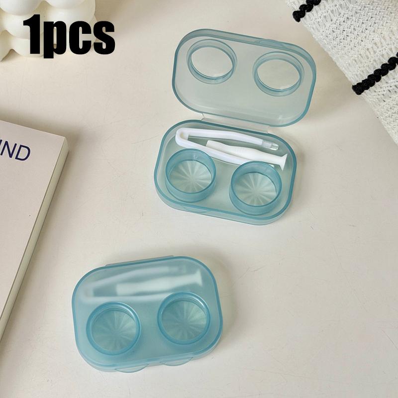 1-5pc Transparent Contact Lens Case Macaron Colors Contacts Storage Box with Tweezers Portable Beauty Pupil Travel Container