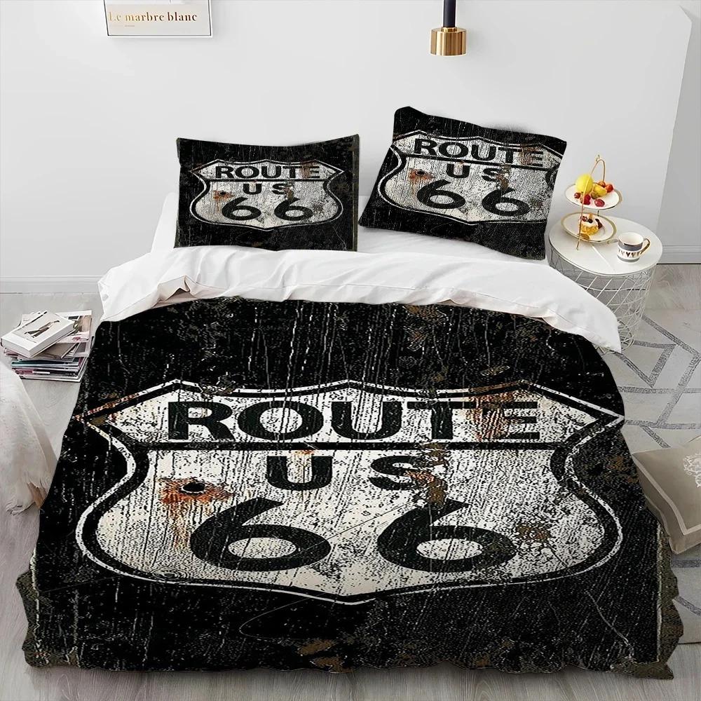 Historic Route 66,Mother Road Comfortable Duvet Quilt Cover Pillowcase Bedding Set Children Bedroom Decoration Home Textile