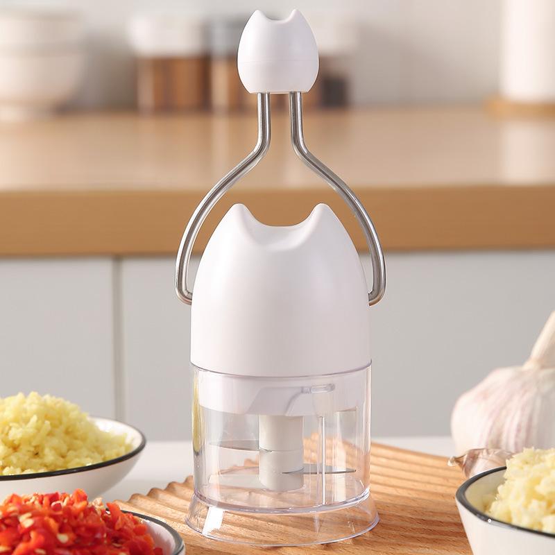 Ручная Чеснокорезка Домашняя Ручная с Рукояткой Легко Чистится Многофункциональная Имбирно-Чесночная Терка Кухонный Инструмент белый