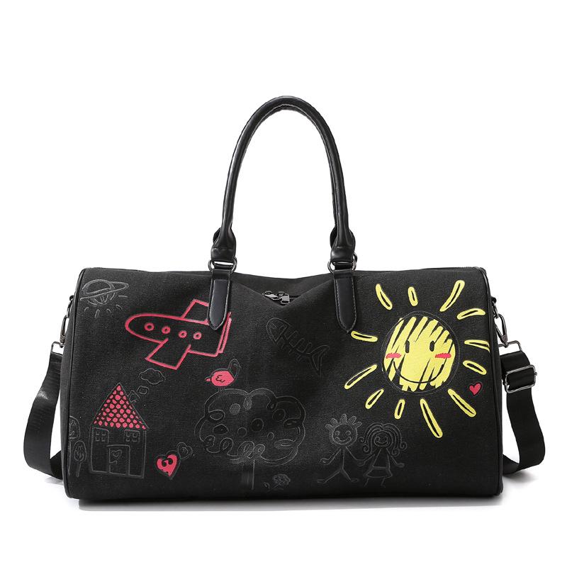 Trendy Graffiti Travel Bag: New Fashion Casual Luggage with Wet/Dry Separation for Women
