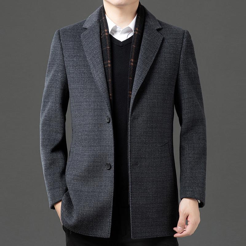 Men's Stylish Double-Sided Cashmere Coat: Modern Lapel Wool Jacket for Young and Middle-Aged