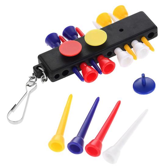1Set Plastic Golf Tee Holder Carrier Keychain with 3 Ball Markers Accessory
