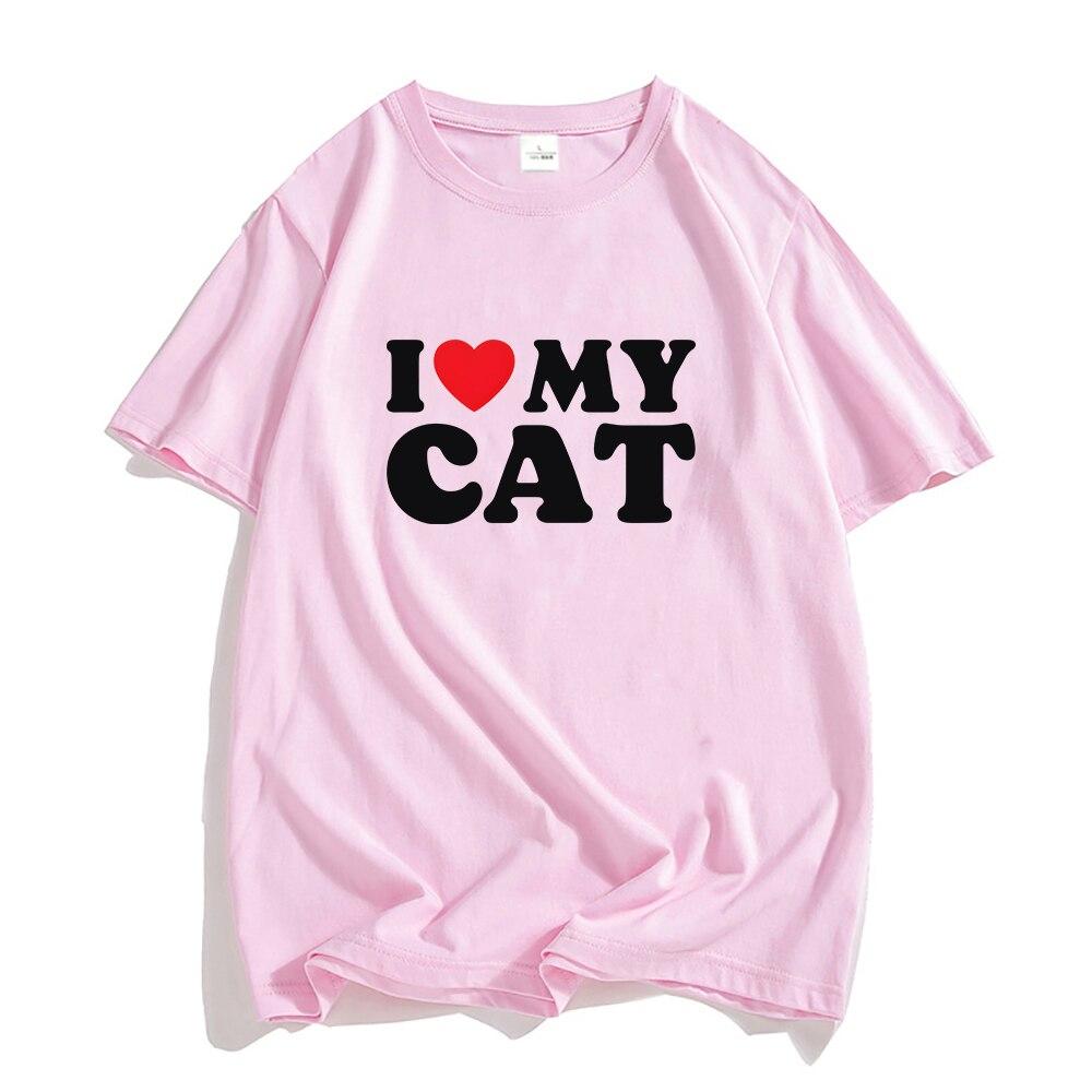 I Love My Cat T-shirt Harajuku Letter Print Heart Graphic Unisex Tshirt Summer Short Sleeve Women T Shirt