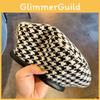 Houndstooth Classic Beret Womens Flat Top Hat In Black Summer Edition