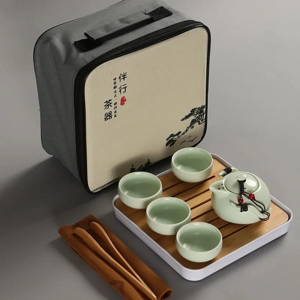 New Chinese Tea Gift Travel Set Kung Fu Portable Teapot Porcelain Teaset Gaiwan Cups of Ceremony