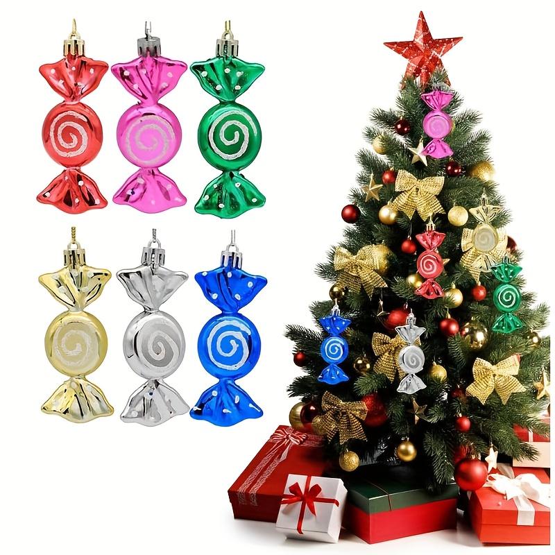 6pcs Ornaments Christmas Candy Hanging Ornaments Christmas Party Decoration Pendant Christmas Gifts Garland Decoration,6 Colors