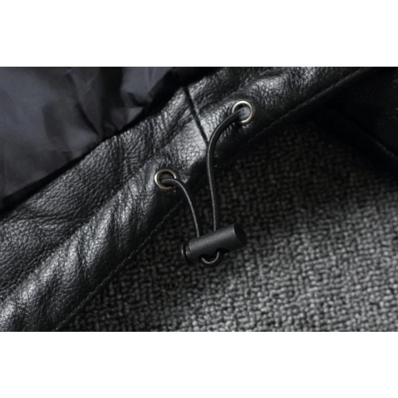 Chinese Size Raglan Sleeve Thick Men Leather Jacket Hood Warm Duch Down Coat Winter Jackets Genuine Cow Leather Coats Mens Clothing