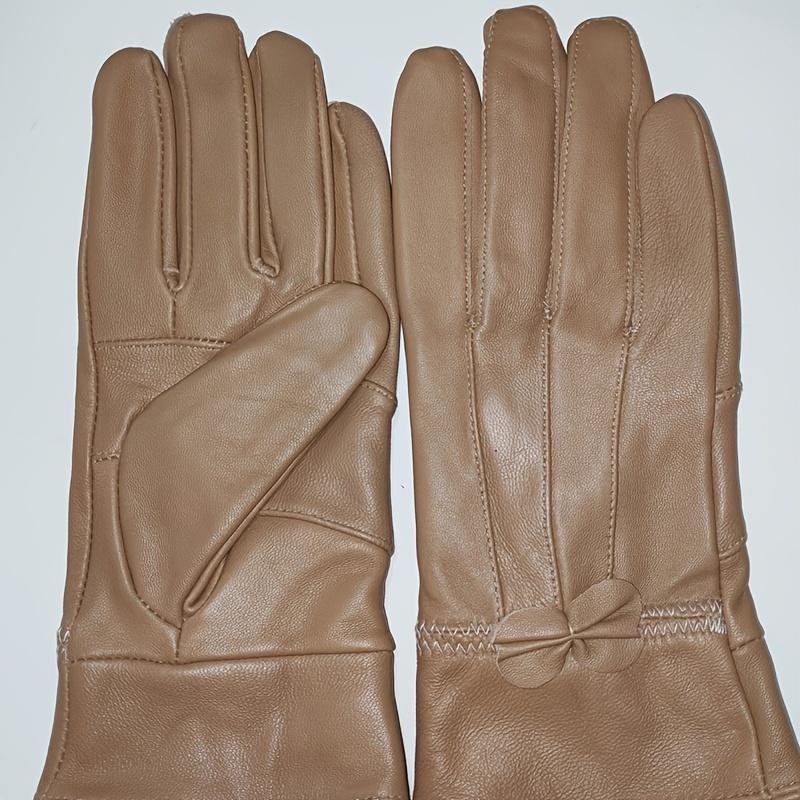 Damen Echtlederhandschuhe mit Schleifendetail - Elegante Rote, Marineblaue & Schwarze Reithandschuhe, Vollfingerwärme zum Autofahren & für Outdoor-Aktivitäten