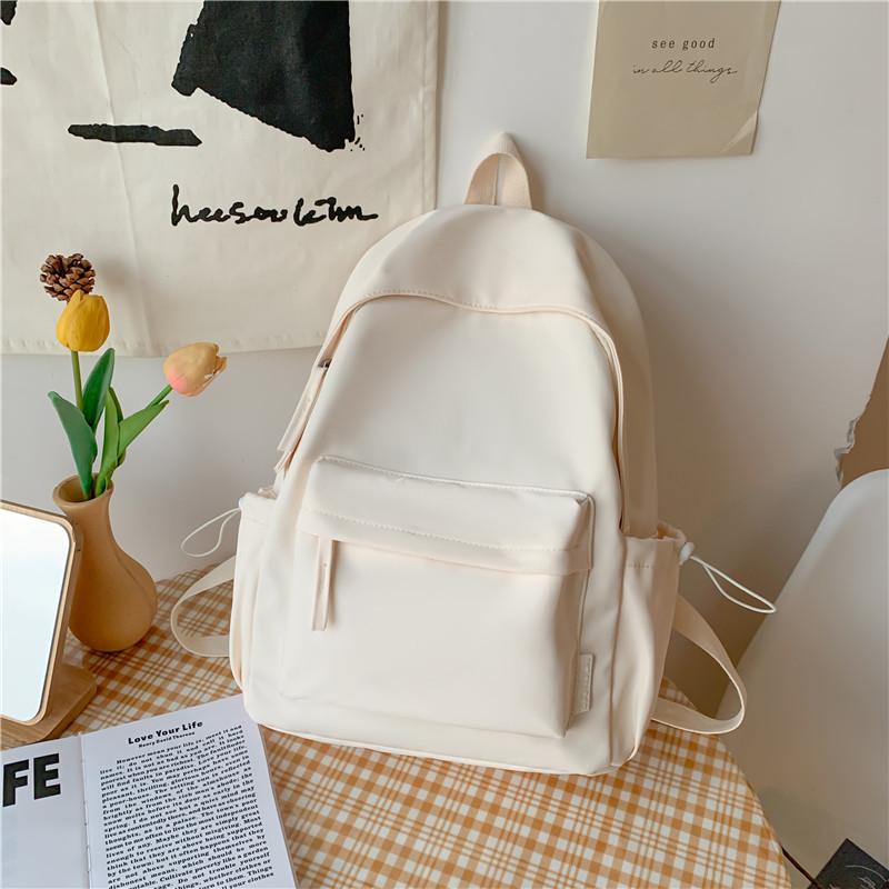 Solid Color Schoolbag College Student Backpack New Style Junior High School Student Large Capacity Backpack