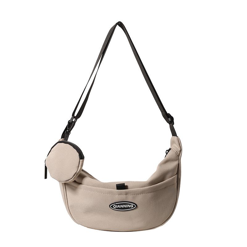Canvas Versatile Large Capacity Crossbody Bag Simple Commuter Lightweight Shoulder Bag Sports and Leisure Student Dumpling Bag