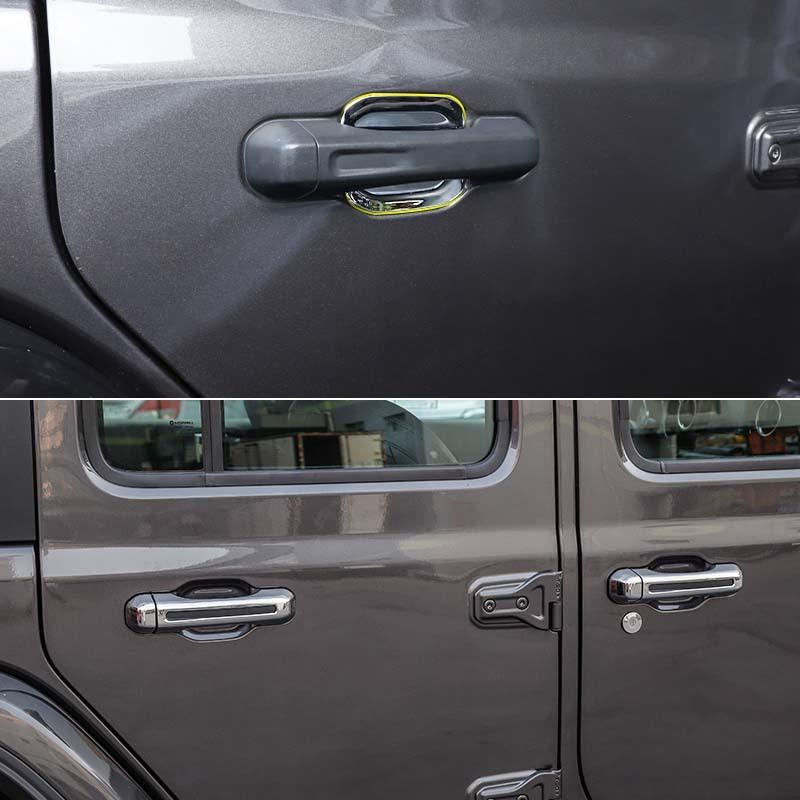 ABS obudowa klamki samochodowej naklejka zewnętrzna dekoracja miski pokrywa dla Jeep Wrangler JL 2018 Up wersja 4-drzwiowa akcesoria zewnętrzne