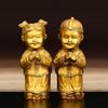 Pure Copper Golden Figurines Brass Wealth Home Desktop Decoration Pair Boy and Girl Wedding Gifts
