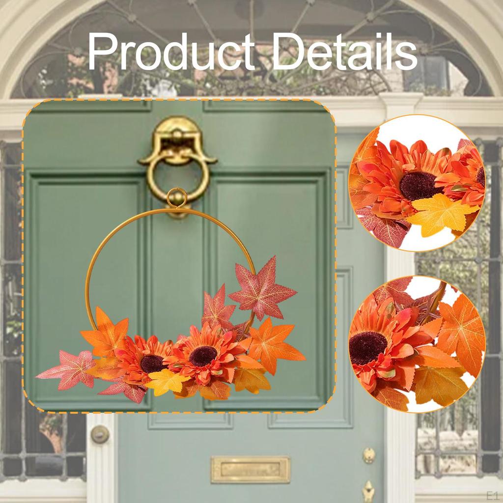 Fall Wreath Floral Hoop Elegant Versatile Hanging Decor for Front Door Artificial Garland