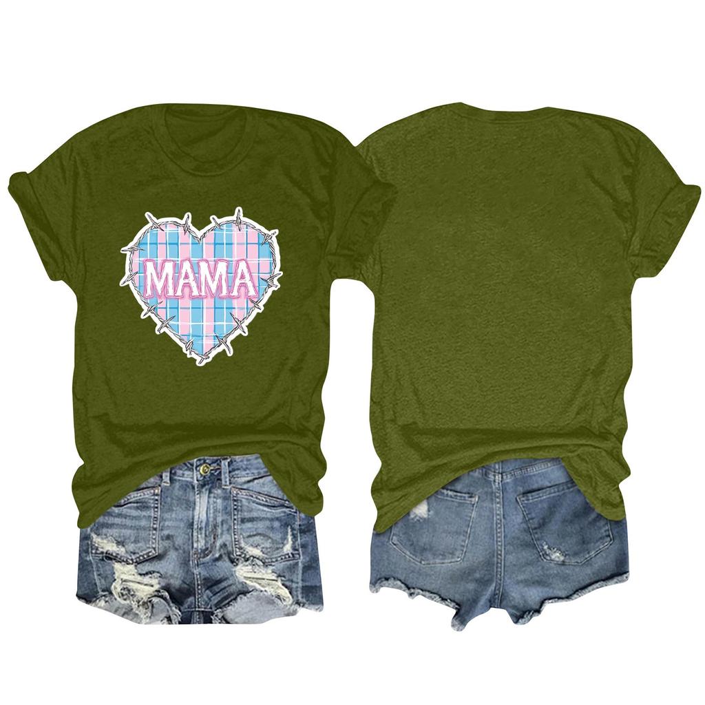 Dámské tričko s kulatým výstřihem pro volný čas s potiskem a krátkým rukávem