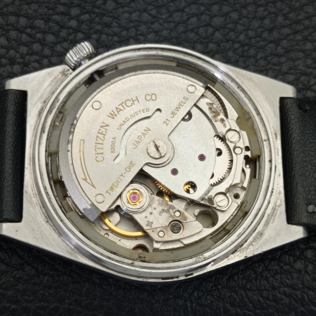 VINTAGE CITIZEN AUTOMATIC 8200 JAPAN MENS BLACK COLOR DIAL WATCH A702148-5 R208-a702148