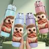 1PC Fluffy Hedgehog Cute Portrait 750ml Color Plastic Sports Water Bottle Leakproof Flip Straw Lid Suitable for Sports Office Home Use