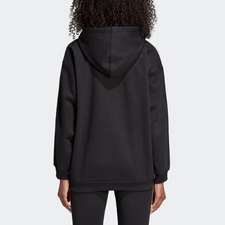 Adidas Originals Trefoil Side Logo American Vintage Patchwork Sports Hoodie Women Hoodies Black DU4427
