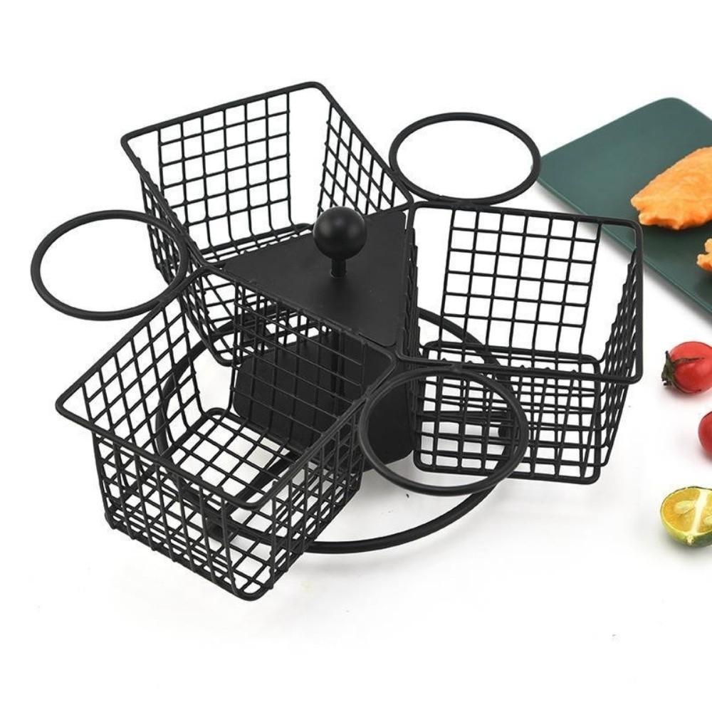 Stainless Steel Rotating French Fry Basket Sturdy with Dipping Cup Snack Basket Portable Deep Fry Food Strainer French Fries