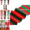 Christmas Elf Long Striped Thigh Stocking For Kids Adults
