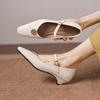 Krazing Pot Microfiber Square Toe Thick Med Heels Spring Summer Shoes Big Size 43 Metal flowers Women Shallow Pumps