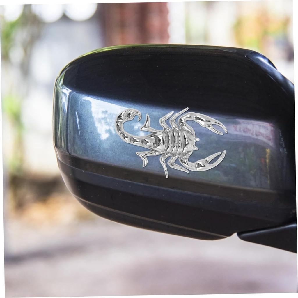 2 Pcs Car Scorpion Stickers Metal Decals for Vehicle Door Window Decor 3D Adhesive Car Body Emblems Scratch Cover Durable