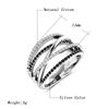 Cross Twist Women Finger Rings With Black&White Natural Zircon Stone Micro Paved Trendy Rings Gift Fine Jewelry