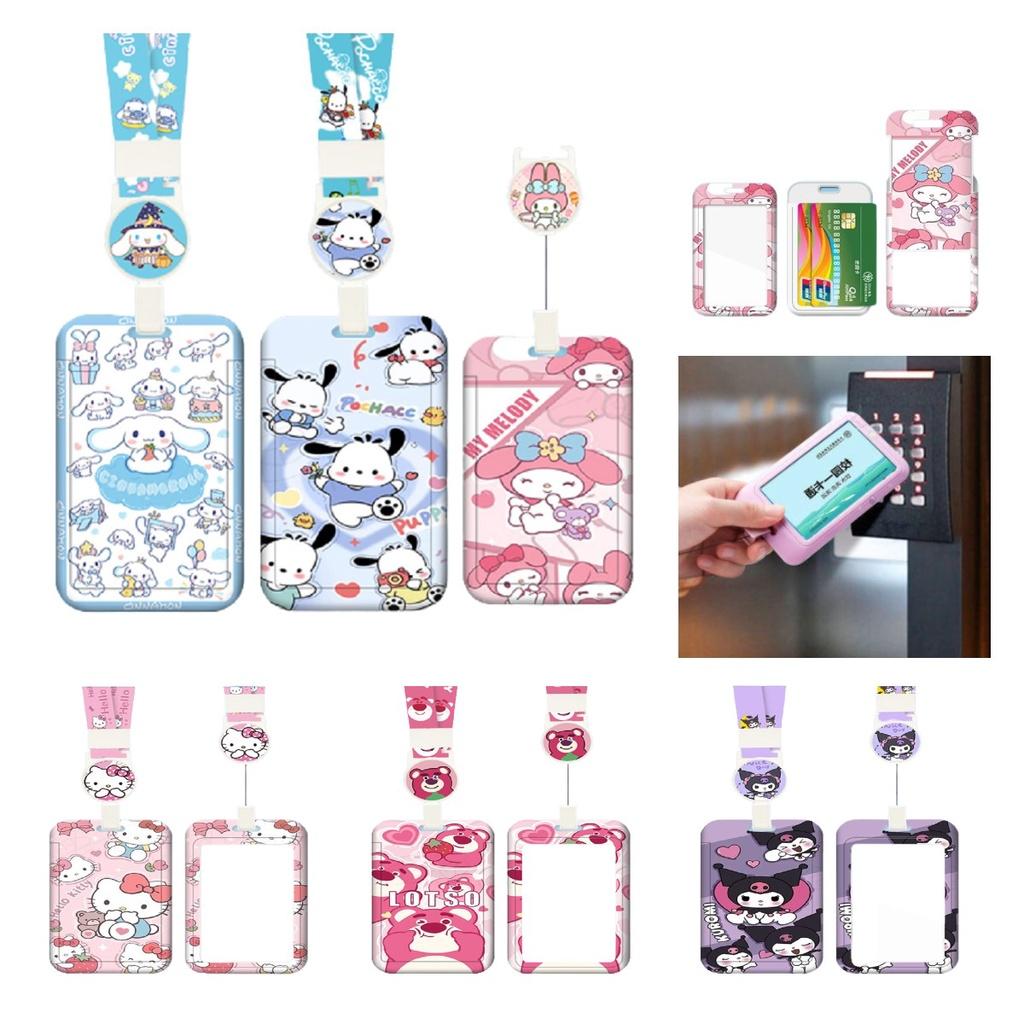 Cute Cartoon Id Card Holder With Retractable Lanyard For Work, School, And Travel