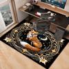 Fox and Moon Round Rug for Bohemian Interiors - Celestial Theme, Exotic Animal Pattern Anti slip carpet can be machine washed