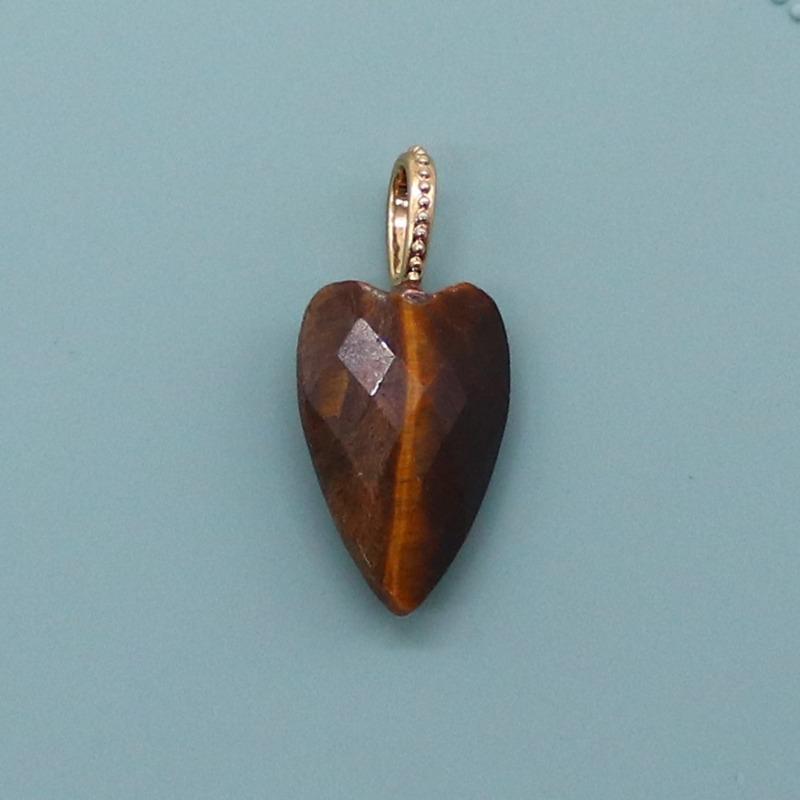 Hot-selling natural stone cut face heart-shaped picture stone pendant tiger's eye stone large ring pendant DIY jewelry accessories