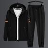 Hooded Long Sleeved Suit Men's Casual Fashion Plus Size Cardigan Jacket Hoodie Long Pants Two-piece Set Men