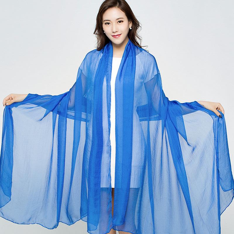 Foulard in Chiffon di Seta Monocolore Extra Lungo 3m x 2.3m: Protezione Solare e Sciarpa Asciugamano da Spiaggia da Viaggio