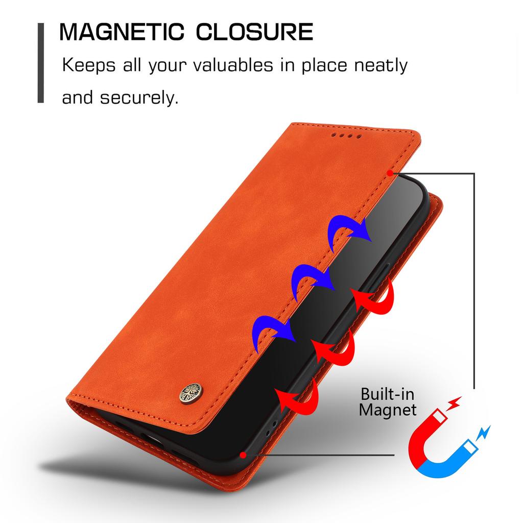 Wallet Case for Galaxy S25 Ultra - Leather/PU, Orange