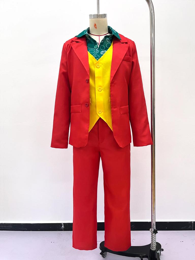 Joaquin Phoenix Joker Clown Costume: Halloween Stage Performance 4-Piece Suit