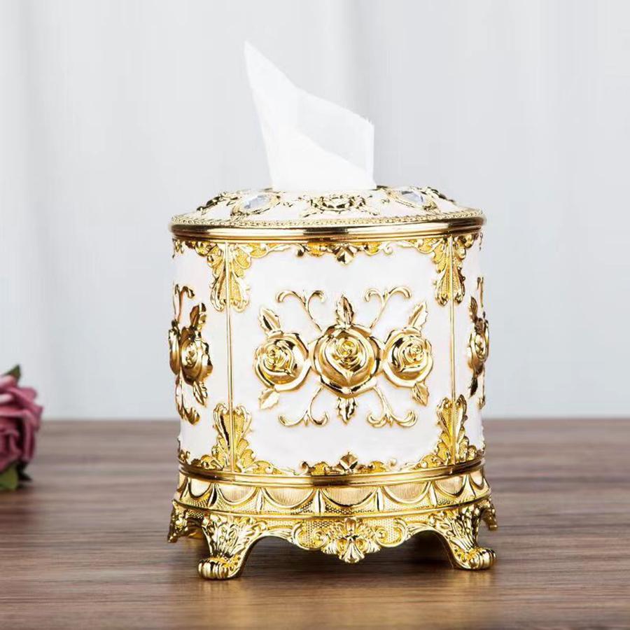1PC Cylindrical Tissue Box European Restaurant Napkin Set Household Roll Paper Box