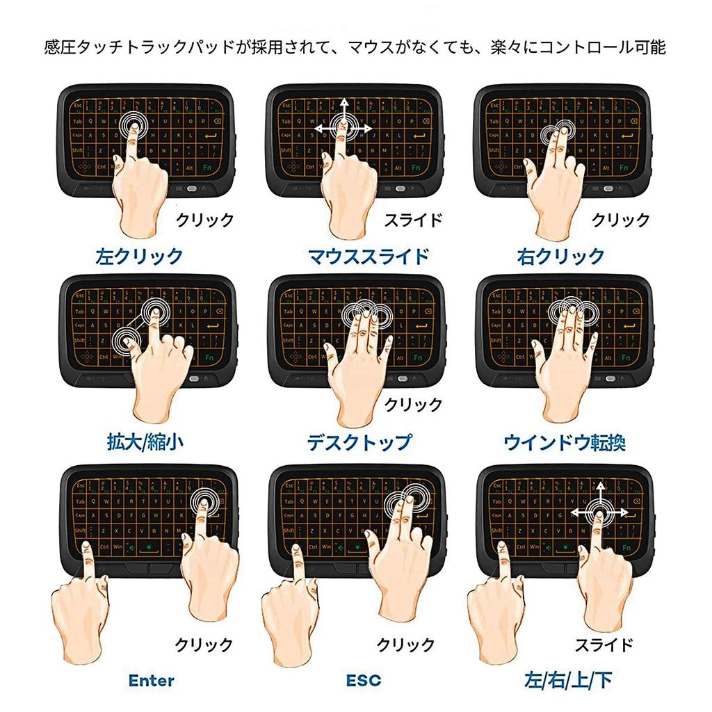 COOLAY H18+ Ultra-Compact Wireless Touchpad Keyboard, 2.4GHz Wireless Connection, Integrated Keyboard and Mouse, Backlit Trackpad, Full-Screen Touch,