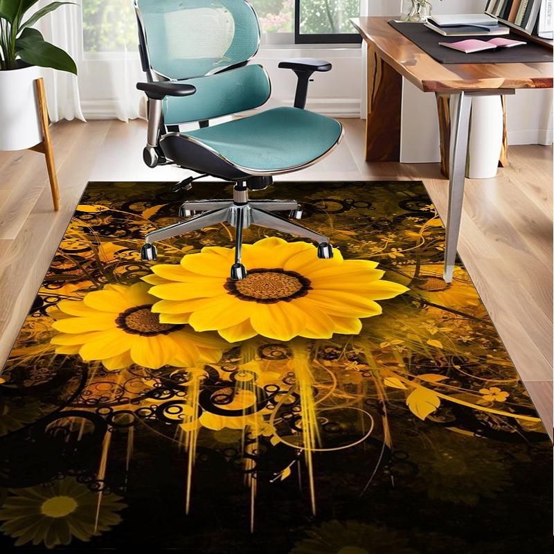 Butterfly And Sunflowers Office Rug Chair Mat, Entryway Carpet, Suitable for Front Door, Bedroom, Living Room, Desk, Holiday Gift
