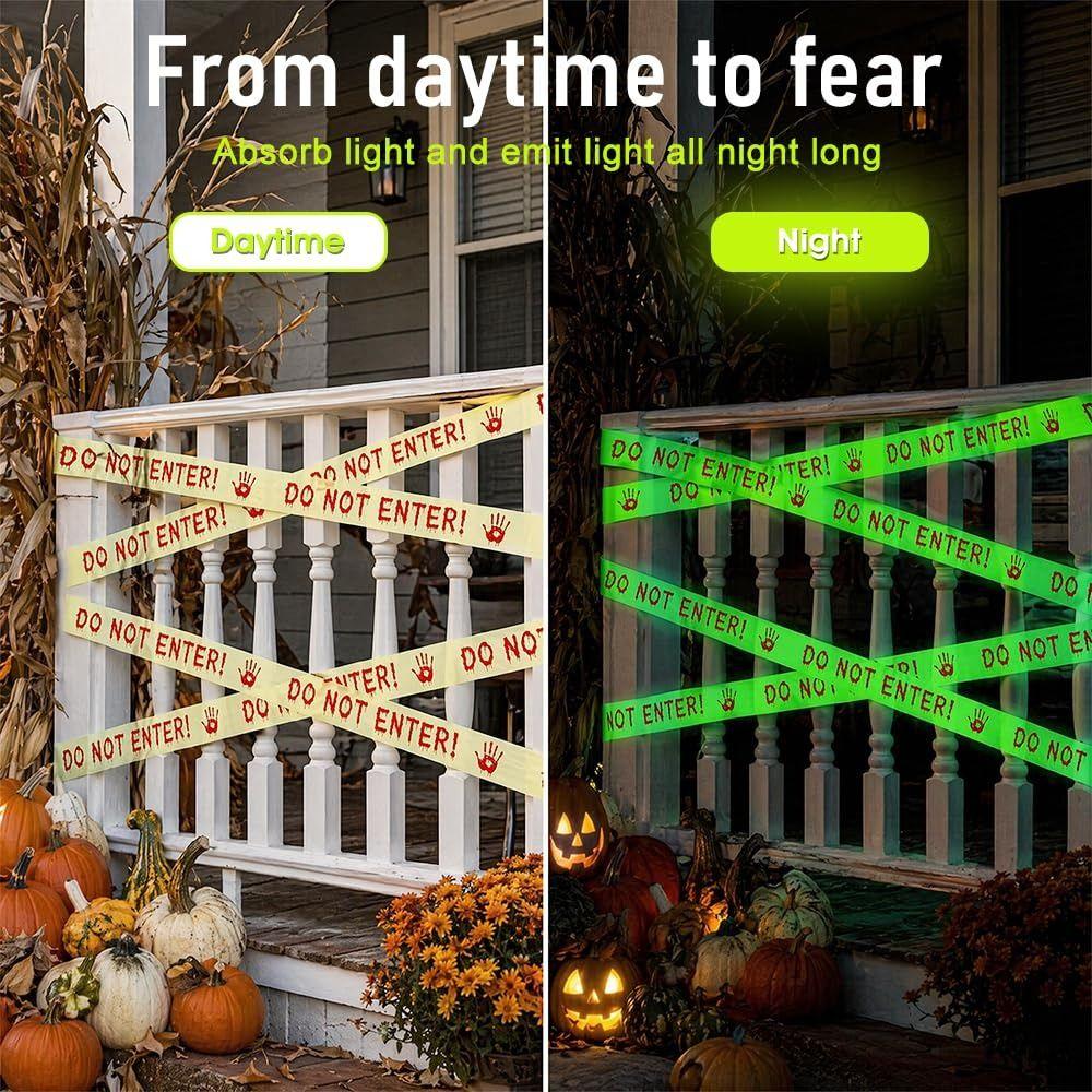 Glow In The Dark Halloween Caution Tape Scary Design Halloween Decoration Tape Halloween Party