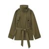 Chic Women's Belted Windbreaker Jacket - Fashionable & Casual European/American Style