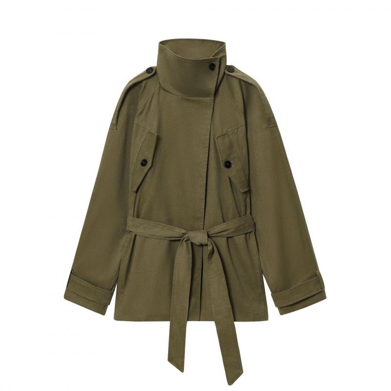 

Chic Women s Belted Windbreaker Jacket - Fashionable & Casual European/American Style Medium армия зеленый