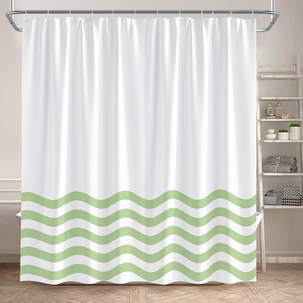 Czarno-biała Pasiasta Falista Zasłona Prysznicowa Kreatywny Geometryczny Wzór Liniowy Nowoczesne Minimalistyczne Zasłony Łazienkowe Tkanina Wystrój Domu