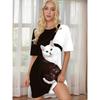Women's Plus Size Printed Short Sleeve Round Neck Casual Breathable Dress
