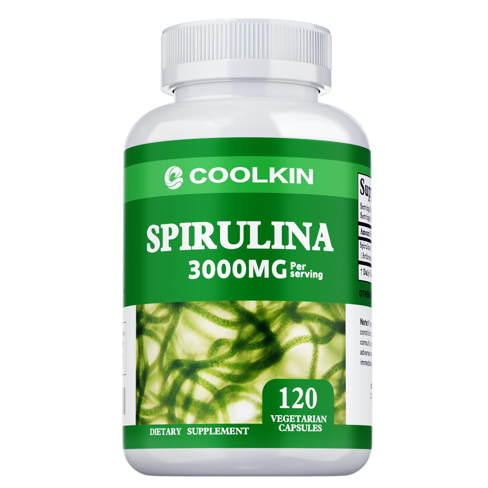 

Organic Spirulina Capsules, 3000 mg, double concentration, rich in beta-carotene, 120 capsules, vegan, non-GMO. 120*1