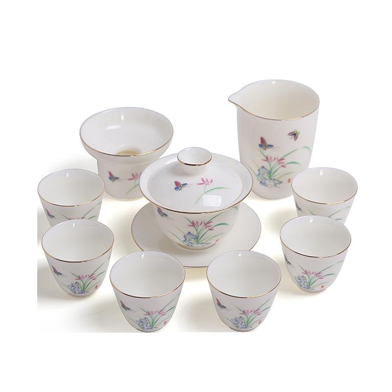 Dehua Yangzhi Jade White Porcelain Tea Set Kung Fu Tea Cup Business Event High-end Gift Box Set CustomizableLOGO