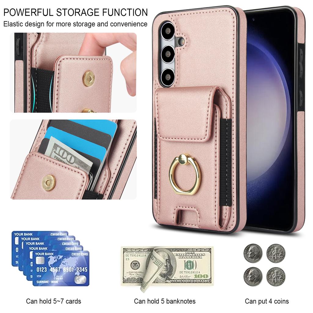 For Samsung Galaxy S23 FE Case Elastic Card Slot PU Leather+TPU Phone Cover