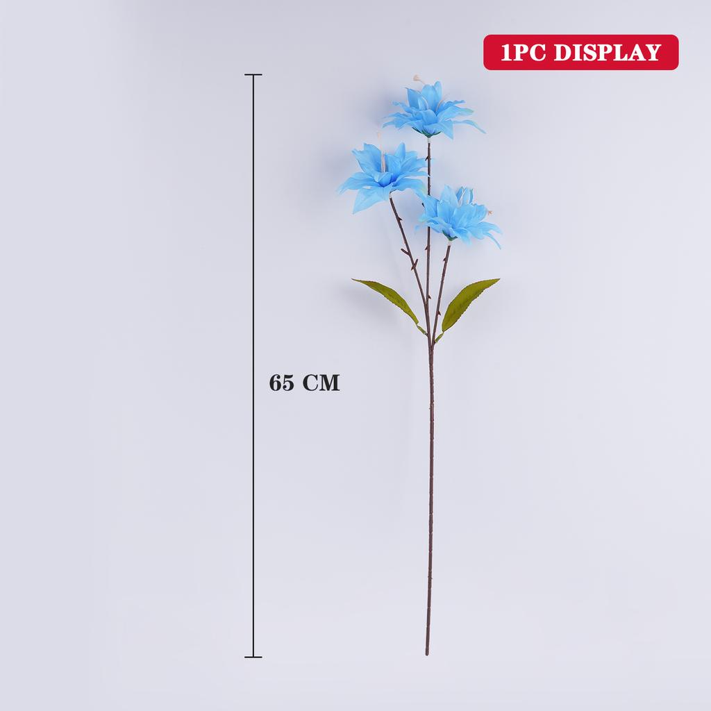 2PCS 3 Heads Lily Artificial Flowers Real Touch Fake Flower for Wedding Home Party Table Centerpieces